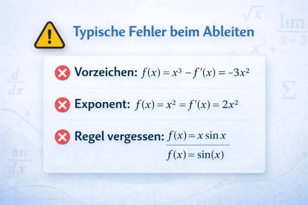 Ableitung Rechner online | Ableitungen einfach berechnen 4 Häufige Fehler beim Ableiten