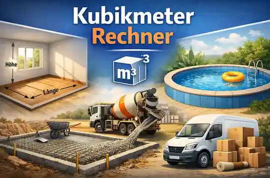 Kubikmeter Rechner | m³ einfach berechnen für Raum & Beton 1 Kubikmeter berechnen für Raum mit Länge Breite Höhe