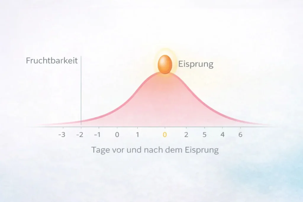 Fruchtbarkeit im Verlauf der Tage rund um den Eisprung dargestellt