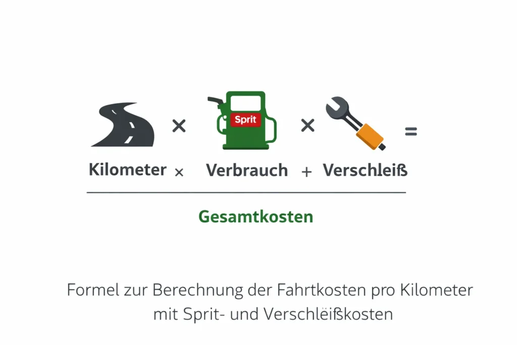 Fahrtkostenrechner, Auto und Pendelkosten berechnen 1 Formel zur Berechnung der Fahrtkosten pro Kilometer mit Sprit- und Verschleißkosten