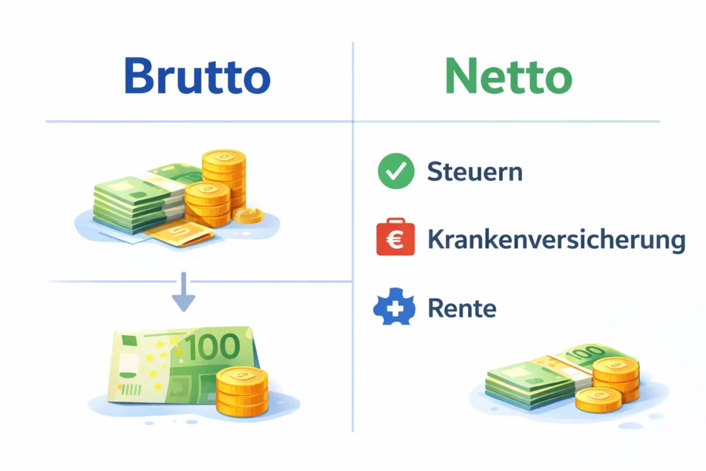 Brutto vs Netto Unterschied mit Steuern und Abzügen einfach erklärt