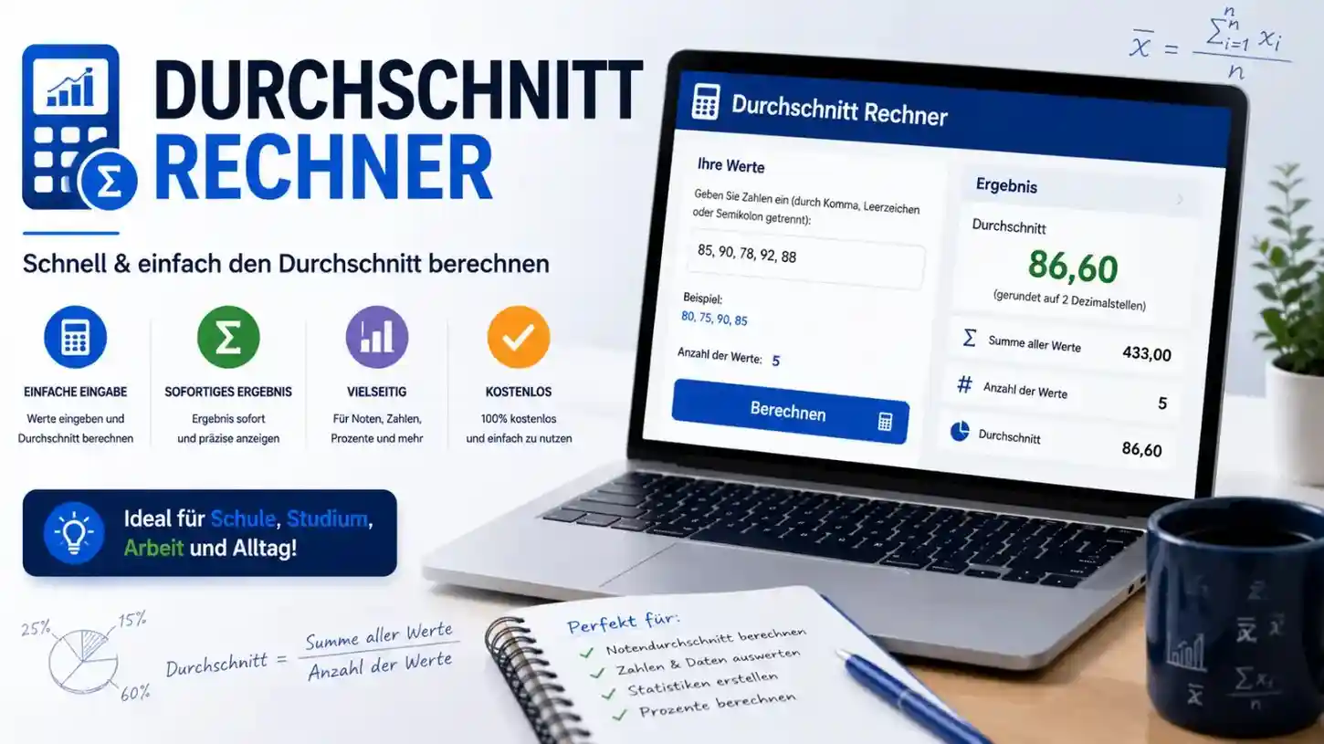 Durchschnitt Rechner – Mittelwert einfach online berechnen 1 Durchschnitt Rechner zur Berechnung von Durchschnitt Mittelwert und Summe
