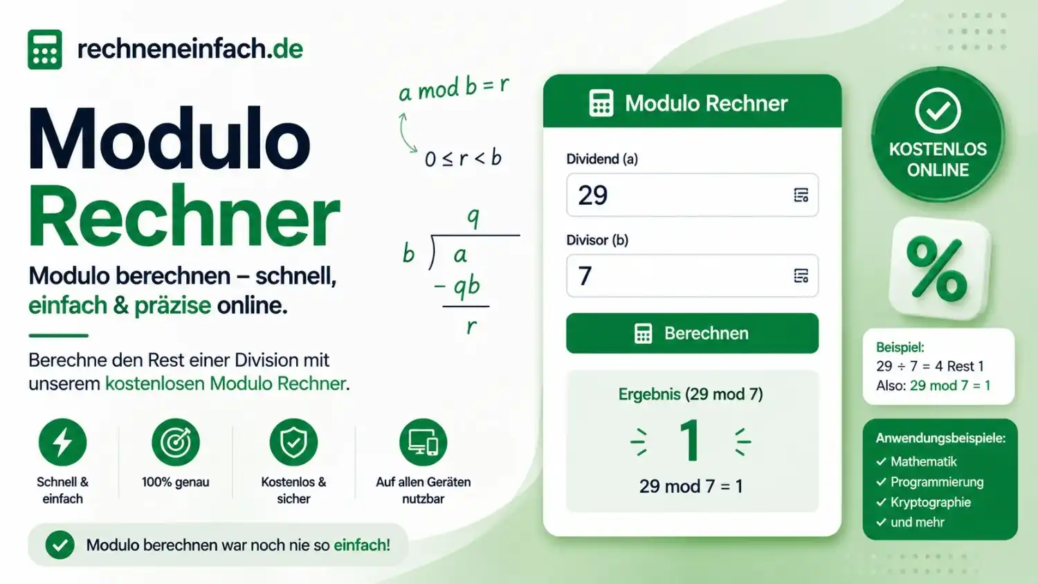 Modulo Rechner Modulo Rechner — Rest Der Division Mit Rechenweg