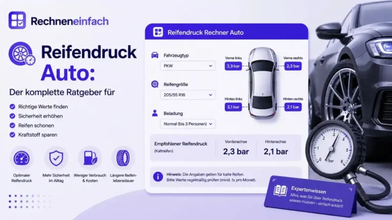 Reifendruck Auto Ratgeber – Richtwerte, Prüfung und PSI-Bar-Umrechner
